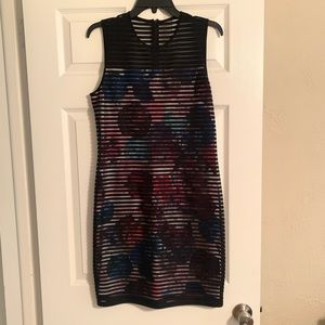 Black and Floral Fitting Dress